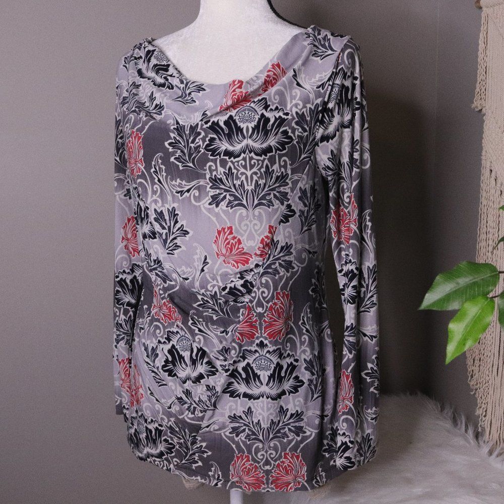 Rafaella | Long Sleeve Cowl Neck Printed Blouse